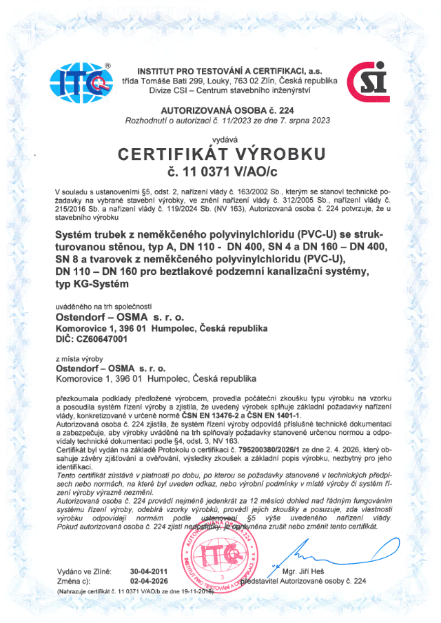 Certifikát výrobku