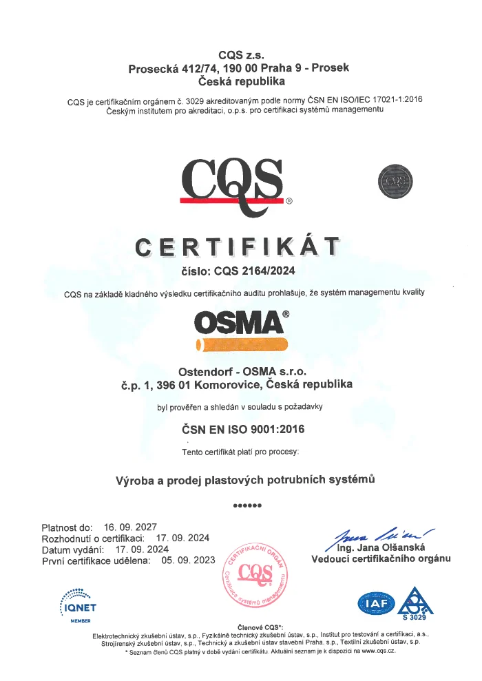 Certifikát ISO 9001