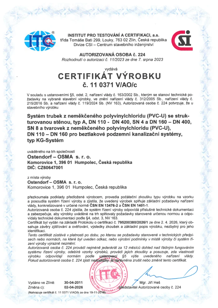 Certifikát výrobku